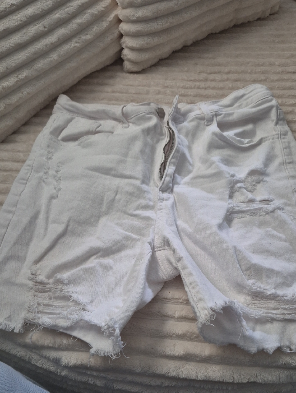 SHEIN White Denim Cutoff Shorts